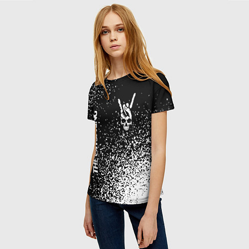 Женская футболка The Offspring и рок символ на темном фоне / 3D-принт – фото 3
