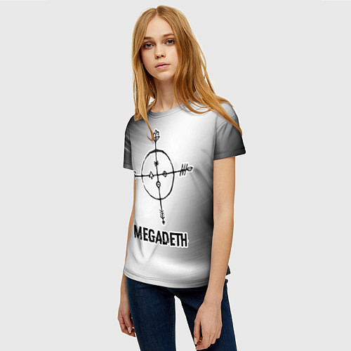 Женская футболка Megadeth glitch на светлом фоне / 3D-принт – фото 3