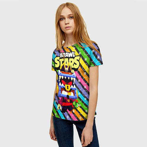 Женская футболка Затонувший сундук Грифф цветные полосы / 3D-принт – фото 3