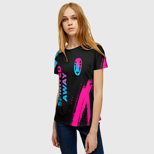 Женская футболка Spirited Away - neon gradient: надпись, символ / 3D-принт – фото 3