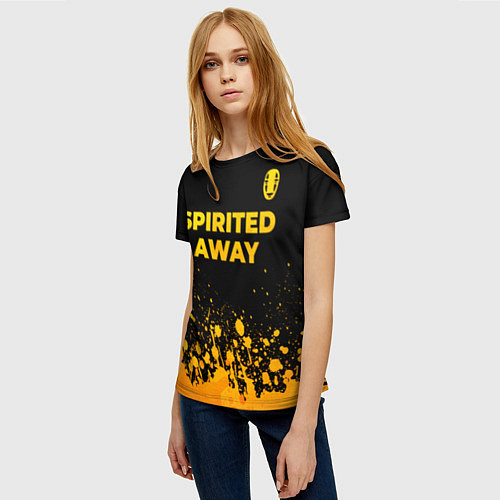 Женская футболка Spirited Away - gold gradient: символ сверху / 3D-принт – фото 3