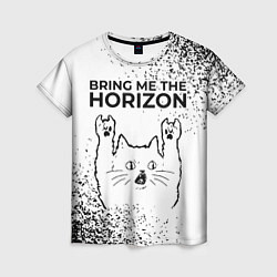 Футболка женская Bring Me the Horizon рок кот на светлом фоне, цвет: 3D-принт