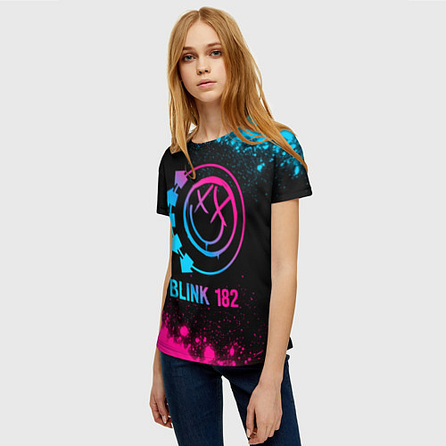 Женская футболка Blink 182 - neon gradient / 3D-принт – фото 3