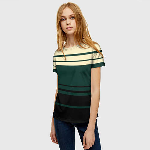 Женская футболка Полосы зелёный / 3D-принт – фото 3