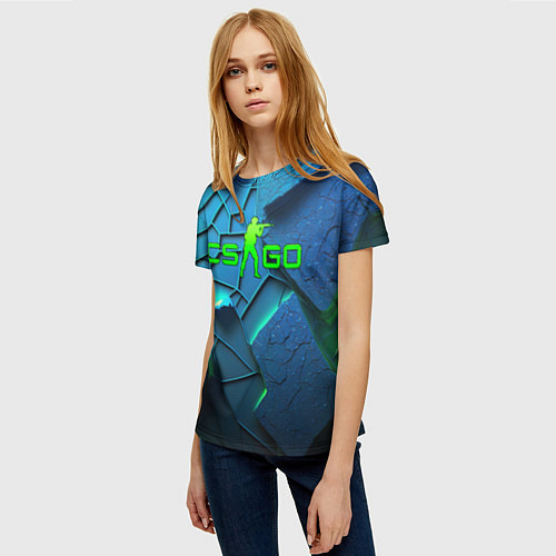 Женская футболка CS GO blue green style / 3D-принт – фото 3