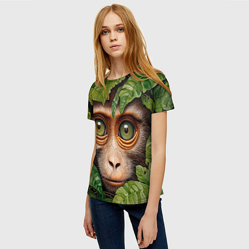 Женская футболка Обезьяна в джунглях / 3D-принт – фото 3