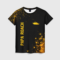 Футболка женская Papa Roach - gold gradient: надпись, символ, цвет: 3D-принт