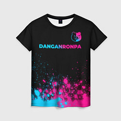 Женская футболка Danganronpa - neon gradient: символ сверху