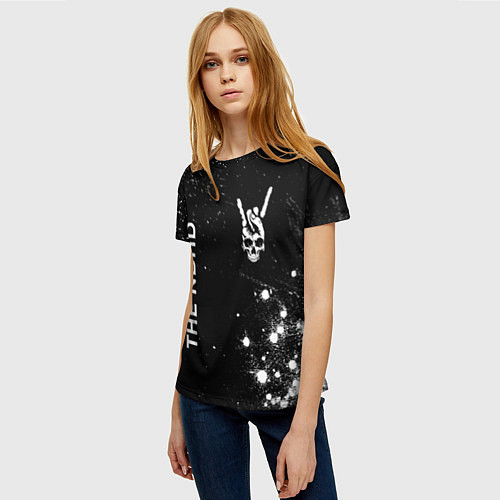 Женская футболка The Neighbourhood и рок символ на темном фоне / 3D-принт – фото 3