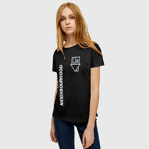 Женская футболка The Neighbourhood glitch на темном фоне: надпись, / 3D-принт – фото 3