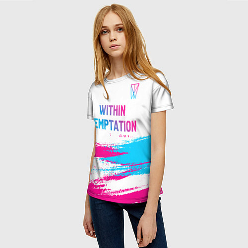 Женская футболка Within Temptation neon gradient style: символ свер / 3D-принт – фото 3