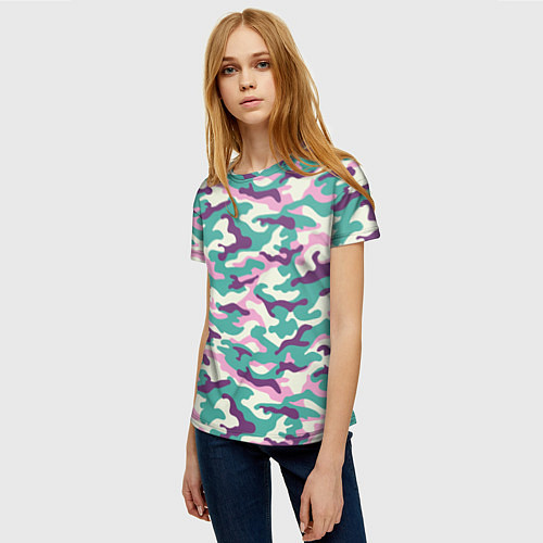 Женская футболка Камуфляж модный / 3D-принт – фото 3