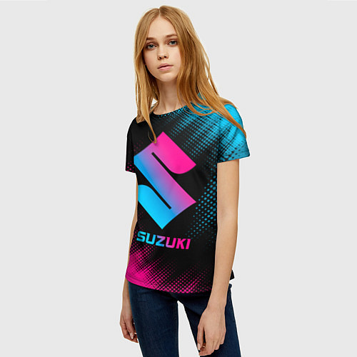 Женская футболка Suzuki - neon gradient / 3D-принт – фото 3