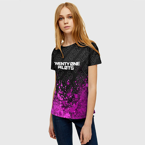 Женская футболка Twenty One Pilots rock legends: символ сверху / 3D-принт – фото 3