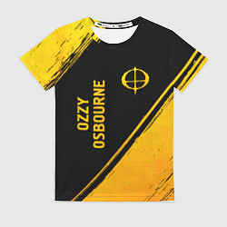 Футболка женская Ozzy Osbourne - gold gradient: надпись, символ, цвет: 3D-принт