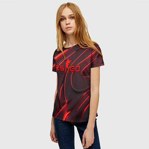 Женская футболка CSGO red abstract / 3D-принт – фото 3