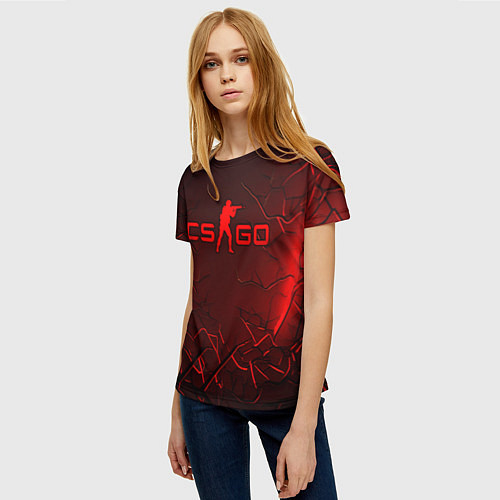 Женская футболка CSGO logo dark red / 3D-принт – фото 3