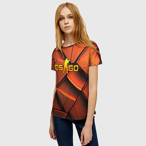 Женская футболка CSGO orange logo / 3D-принт – фото 3