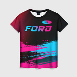 Футболка женская Ford - neon gradient: символ сверху, цвет: 3D-принт
