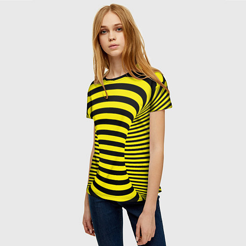 Женская футболка Осиная талия - полосатая иллюзия / 3D-принт – фото 3