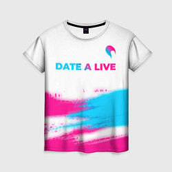 Женская футболка Date A Live neon gradient style: символ сверху