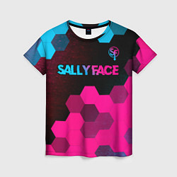 Футболка женская Sally Face - neon gradient: символ сверху, цвет: 3D-принт
