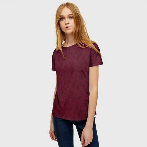 Женская футболка Текстура тёмно-красный / 3D-принт – фото 3