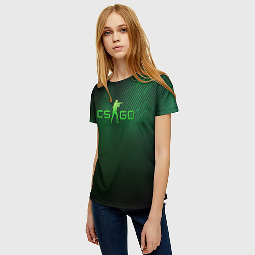 Женская футболка CSGO green logo / 3D-принт – фото 3