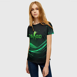 Футболка женская CS GO green logo, цвет: 3D-принт — фото 2