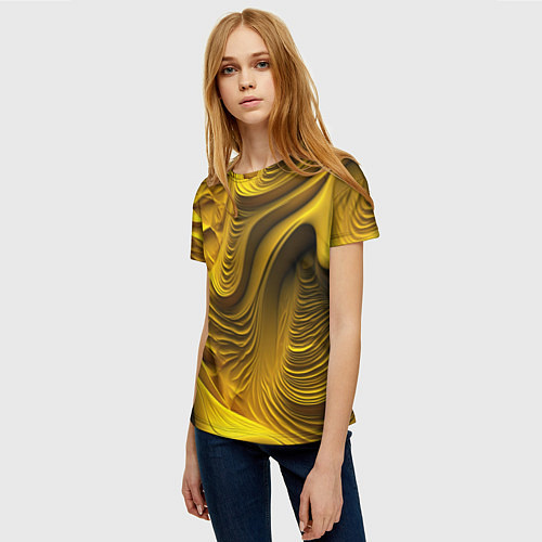 Женская футболка Объемная желтая текстура / 3D-принт – фото 3
