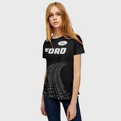Футболка женская Ford speed на темном фоне со следами шин: символ с, цвет: 3D-принт — фото 2