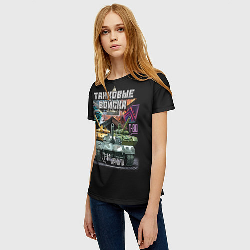 Женская футболка Танковые Войска - наша броня / 3D-принт – фото 3