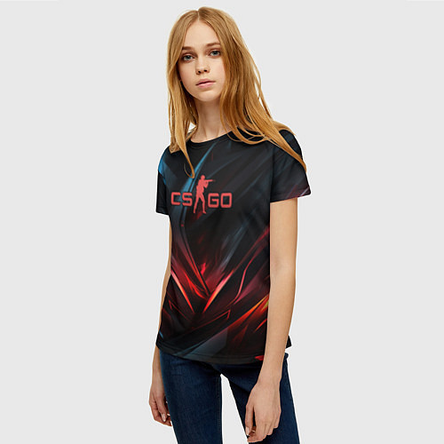 Женская футболка CS GO dark red black / 3D-принт – фото 3