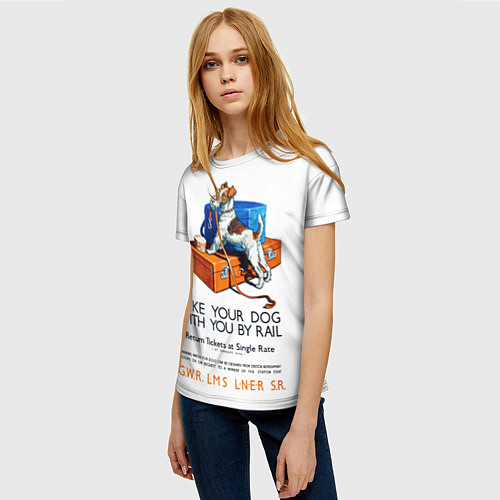 Женская футболка Возьми собаку в поезд / 3D-принт – фото 3