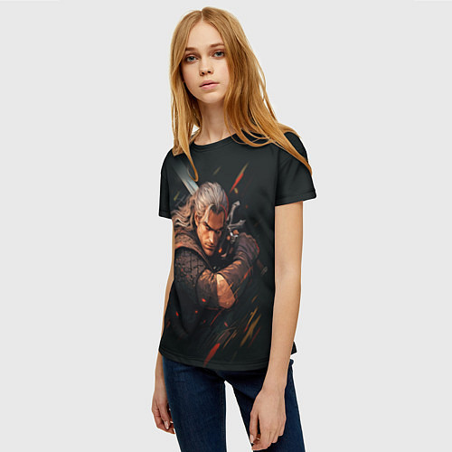 Женская футболка Ведьмак Геральт - персонаж / 3D-принт – фото 3