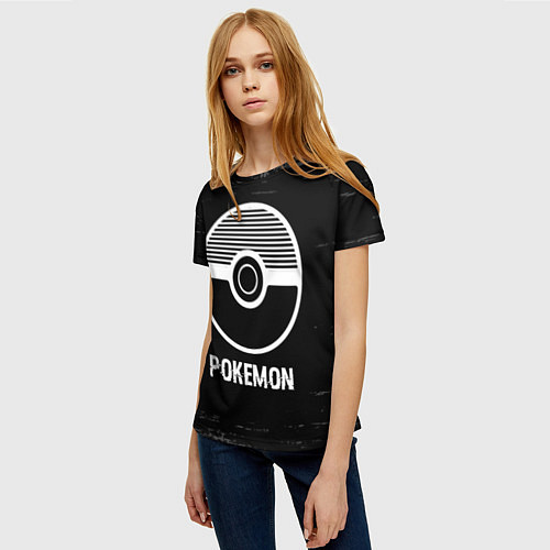 Женская футболка Pokemon glitch на темном фоне / 3D-принт – фото 3