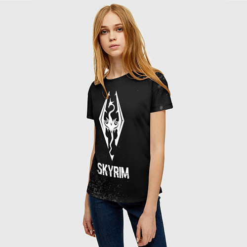 Женская футболка Skyrim glitch на темном фоне / 3D-принт – фото 3