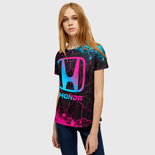 Женская футболка Honda - neon gradient / 3D-принт – фото 3