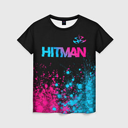 Футболка женская Hitman - neon gradient: символ сверху, цвет: 3D-принт