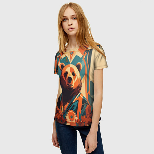 Женская футболка Гордый медведь / 3D-принт – фото 3