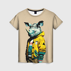 Футболка женская Dude rhino - urban style, цвет: 3D-принт