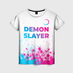 Футболка женская Demon Slayer neon gradient style: символ сверху, цвет: 3D-принт