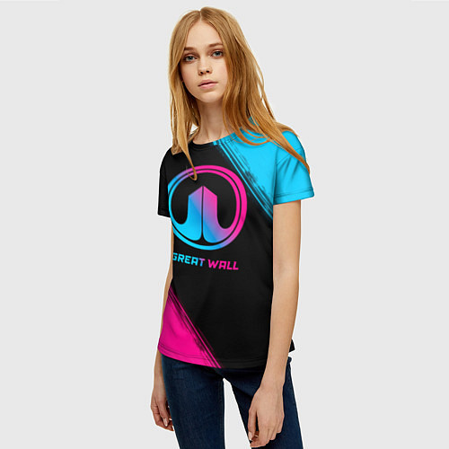 Женская футболка Great Wall - neon gradient / 3D-принт – фото 3