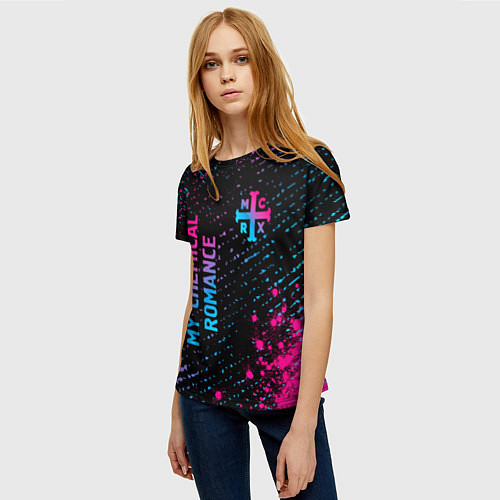 Женская футболка My Chemical Romance - neon gradient: надпись, симв / 3D-принт – фото 3