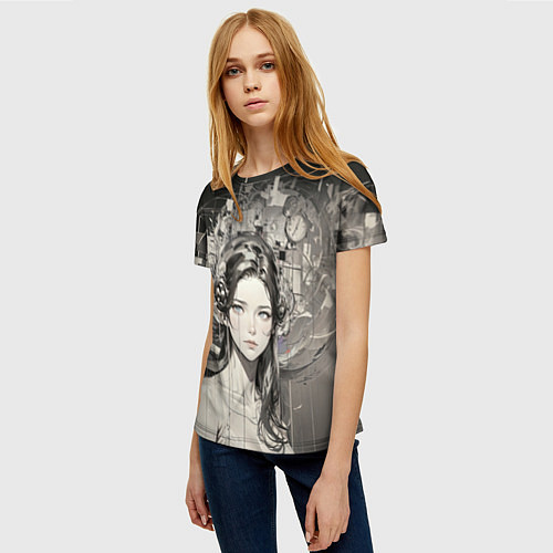 Женская футболка Девушка потерянная во времени / 3D-принт – фото 3