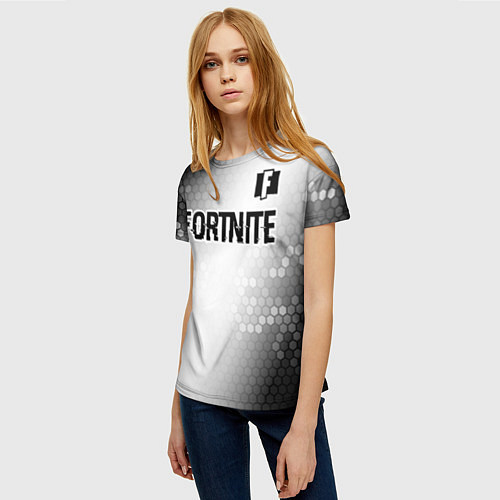 Женская футболка Fortnite glitch на светлом фоне: символ сверху / 3D-принт – фото 3