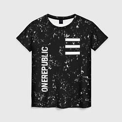 Футболка женская OneRepublic glitch на темном фоне: надпись, символ, цвет: 3D-принт