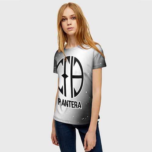 Женская футболка Pantera glitch на светлом фоне / 3D-принт – фото 3