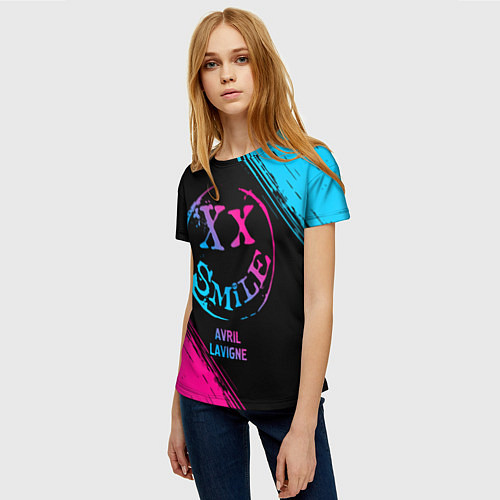 Женская футболка Avril Lavigne - neon gradient / 3D-принт – фото 3