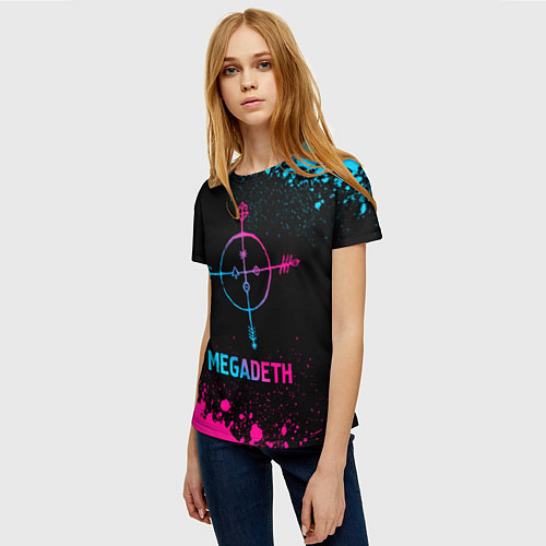 Женская футболка Megadeth - neon gradient / 3D-принт – фото 3